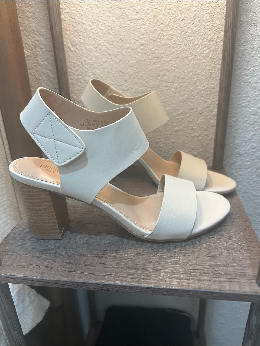 Women's White Block Heel Sandals with Ankle Strap